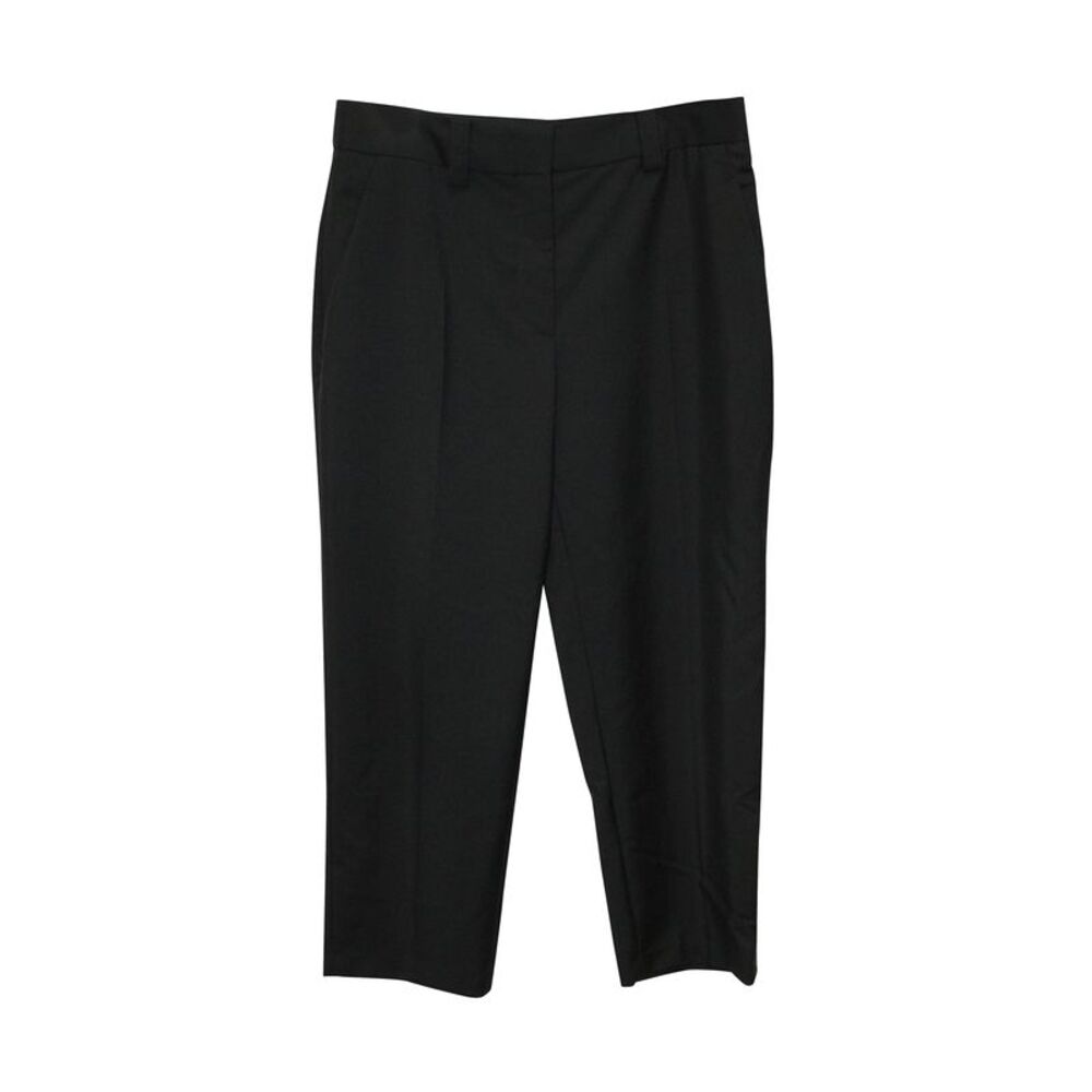 Acne Studios Straight Leg Cropped Trousers in Black Wool Blend